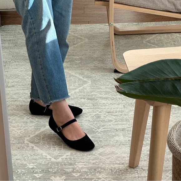 Black Suede Mary Jane Flats | Women’s 6.5 Wide Fit - Picture 3 of 8
